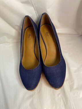 G.H. Bass & Co. Denim Wedge Heel espadrille Shoes, Women's  size 9.5M